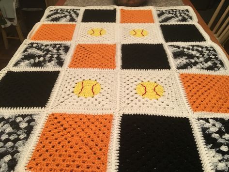 Crochet Softball Blanket, Crochet Softball, Blanket Crochet, Baltimore Orioles, Softball, Baltimore, Crochet Blanket, Blankets, Crochet