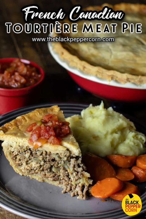 Meat Pie Recipe - The Black Peppercorn - Simple instructions for how to make a French Canadian tourtière meat pie with homemade pie crust, ground beef, pork, potato and spices. Canadian Pork Pie Recipe, Tourtière: A French-canadian Meat Pie Recipe, Beef Meat Pie Recipe, Best Meat Pie Recipe, Tortiere Recipe Meat Pies, British Meat Pie Recipe, Pasty Pie Recipe, French Meat Pie Recipe, Scottish Meat Pie Recipe