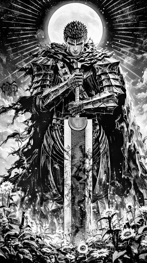 Zoom IN/OUT if you're from iOS device! 🌙 Guts B&W (Concept Art) from Berserk by Kentaro Miura 😔🗡️ Trying out this spooky new black and white manga style. It turned out to be freaking awesome, the black and white contrasts and matches with gut's theme so well! I hope you guys enjoyed this batch, be sure to watch this perfect masterpiece from beginning to end! 🌙⛩️ ▫️𝑳𝒊𝒌𝒆, 𝑺𝒉𝒂𝒓𝒆 & 𝑺𝒂𝒗𝒆! 🔥 ▫️𝑭𝒐𝒍𝒍𝒐𝒘 @goated.aiart 𝒇𝒐𝒓 𝒎𝒐𝒓𝒆! 🔥 #art #aiart #artwork #artistic #instaart #artgallery #fineart #anime ... Berserk Anime 1997, Berserk Anime, Kentaro Miura, Anime Wallpaper Phone, Manga Style, Freaking Awesome, Dark Art Illustrations, Cool Anime Wallpapers, Anime Artwork Wallpaper