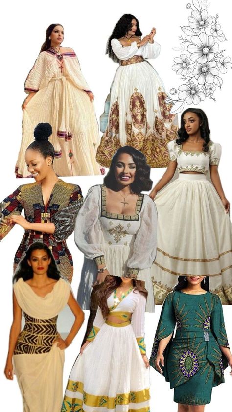 african and Ethiopian dress Ethiopian Dresses, Habesha Wedding, Gold Beaded Dress, Habesha Dress, Ethiopian Dress, Habesha Kemis, African Head Wraps, Uniform Fashion, Beaded Dress