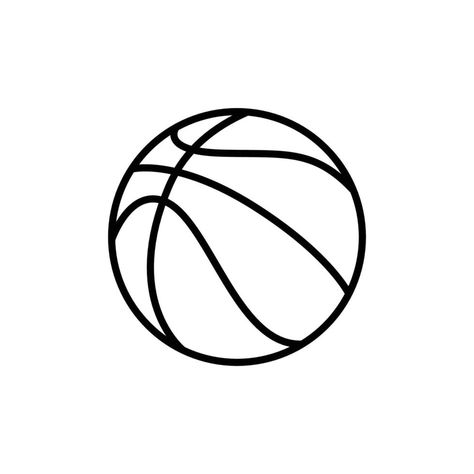 Basketball Outline Icon Illustration on Isolated White Background Suitable for Ball, Basket, Sports Equipment Icon Basketball Clipart Black And White, Basketball Ball Drawing, Basketball Outline, Basketball Tattoos, Basketball Drawings, Basket Drawing, Bola Basket, Ball Drawing, Basket Sport