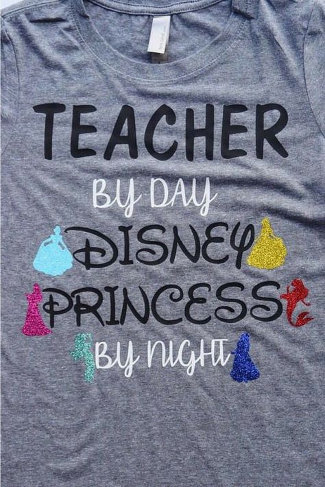 Disney Teacher, Disney Princess Shirt, Disney Cricut, Cricut Disney, Disney Princess Shirts, Disney Classroom, Disney Clothing, Disney Clothes, Princess Shirt