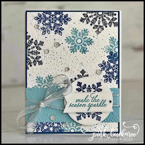 12 Days of Christmas: Sparkling Snowflakes - Pink Buckaroo Designs Pink Buckaroo Designs, Snowflake Cards, Christmas Series, Twelve Days Of Christmas, Stampin Up Christmas, Diy Christmas Cards, Card Making Tutorials, Winter Cards, Holiday Catalog