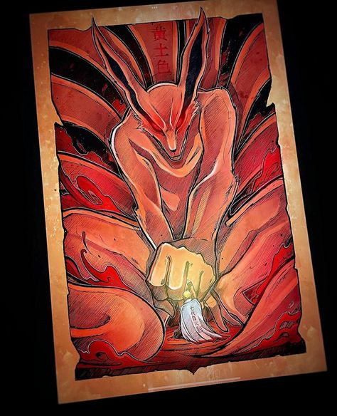 Kurama Painting, Kurama Drawing, Ochre Fox, Anime Canvas Painting, Naruto Painting, Easy Disney Drawings, Kurama Naruto, Buddha Art Drawing, Pokemon Sketch