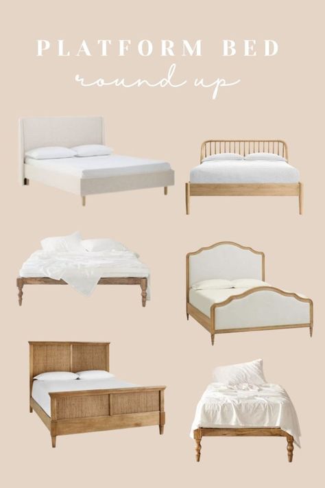 Natural Wood King Bed Frame, Queen Size Platform Beds, Platform Master Bed, Cottagecore Bed Frames, Boho Queen Size Bed Frame, Popular Bed Frames, King Platform Beds, Natural Bed Frame Ideas, Inexpensive Platform Bed