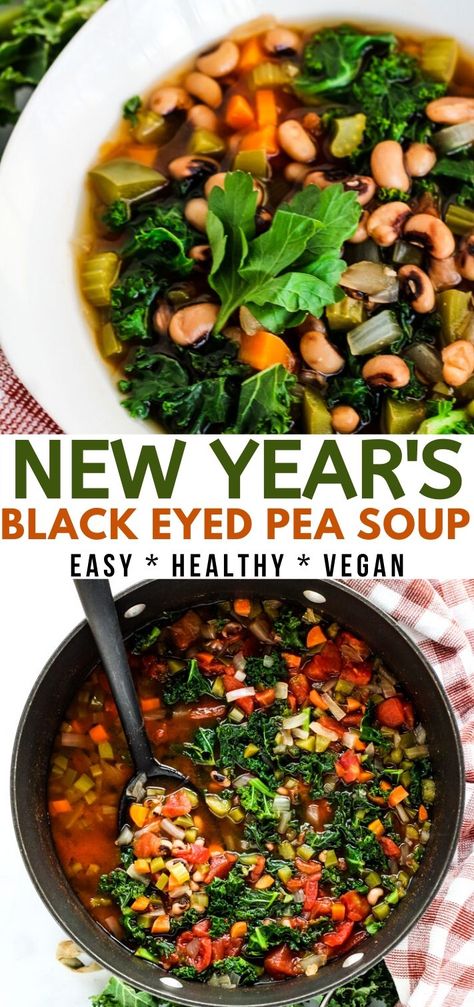 Vegan Black Eyed Pea Soup, Kale And Black Eyed Peas, Black Eye Pea Recipes New Years, New Years Black Eyed Pea Soup, Blackeyed Pea Soup, Black Eye Pea Soup, Black Eyed Peas Recipe New Years, New Years Black Eyed Peas, Black Eyed Peas Soup