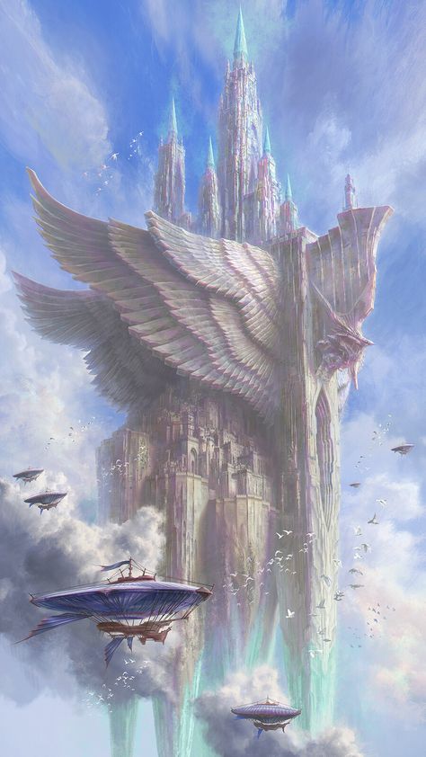 Castle In The Sky, Fantasy City, Fantasy Castle, Fantasy Places, Fantasy Art Landscapes, Fantasy Aesthetic, Fantasy Concept Art, Arte Fantasy, 판타지 아트