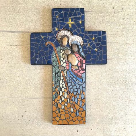 Religious - NVC Foundation - A Philippine Charity Mosaic Crosses Ideas, Mosaic Rabbit, The Nativity Scene, Easy Mosaic, Landscape Mosaic, Christmas Mosaics, Wood Wall Cross, Ceramic Crosses, Orthodox Christian Icons