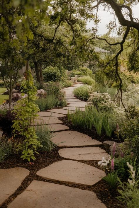 14 Walkway Designs and Ideas – Earthsoulorganics Paths In Gardens, Path On Side Of House, Plants Along Walkway, Cottage Garden Path, Sideyard Pathway Walkways, Walking Paths Landscape, Front Yard Steps Pathways, Stone Pathways Ideas Walkways, Front Walkway Ideas