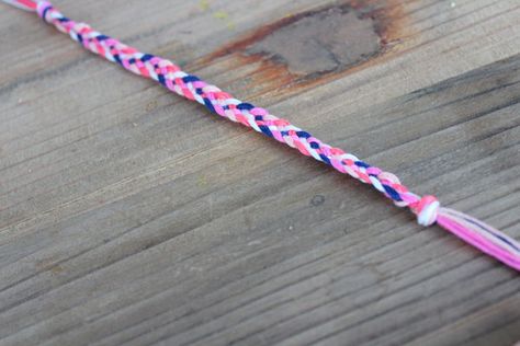 DIY-5-Strand-Braid-Friendship-Bracelet-Final Friendship Bracelets Flip Flop, Pink Strand Friendship Bracelets For Beach Season, Pink Braided Friendship Bracelet With Adjustable Cord, Cheap Hand-strung Friendship Bracelets, Casual Pink Hand-strung Friendship Bracelets, 5 Strand Braid, Diy Friendship Bracelets, 5 Strand Braids, Fishtail Bracelet