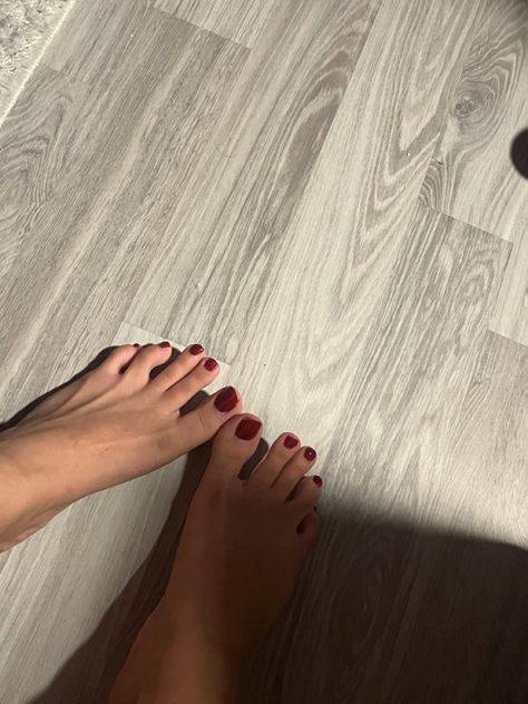 Feet Nail Polish, Red Toenail Polish, Cherry Red Pedicure, Cherry Red Toenails, Red Nails Toes, Cherry Pedicure, Dark Red Toe Nails, Red Nails And Toes, Red Toes Pedicure