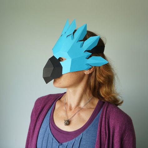 Parrot Mask Make your own Mask from waste card Parrot Mask, Animals In The Jungle, Papercraft Mask, Raven Mask, Cardboard Mask, Bird Mask, Diy Masks, Owl Mask, To Start A Conversation