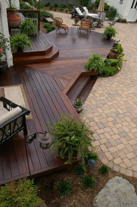 Floating Decks, Seating Nook, Fountain Pond, Backyard Patio Deck, Brick Patterns Patio, Diving Boards, Yard Inspiration, Patio Layout, Patio Deck Designs