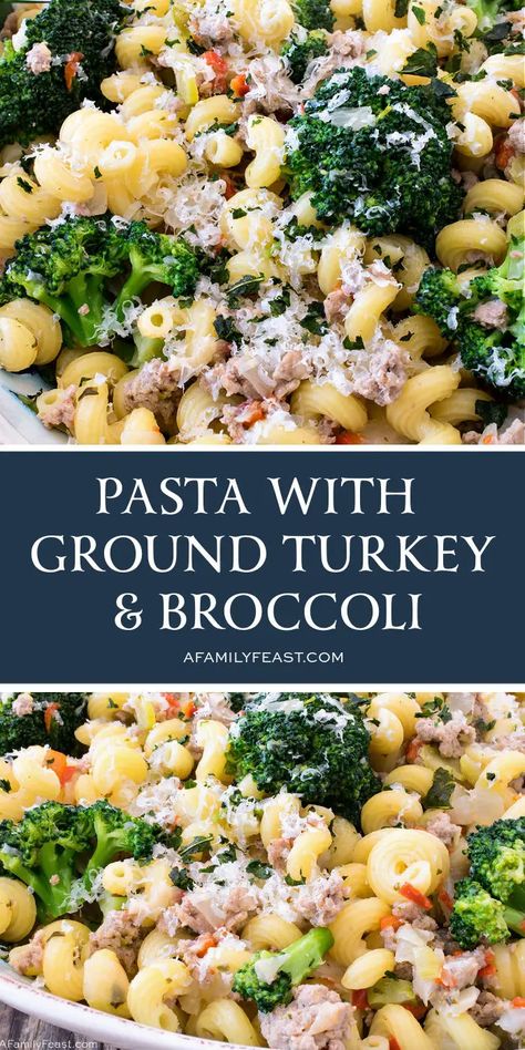 Easy Healthy Meal Prep Ground Turkey, 3 Ingredient Ground Turkey Recipes, Broccoli And Turkey Recipes, Ground Turkey Broccoli Pasta, Ground Turkey And Noodles, Easy Dinner With Ground Turkey, Ground Turkey Alfredo Pasta, Ground Turkey And Broccoli Recipes, Broccoli Ground Beef