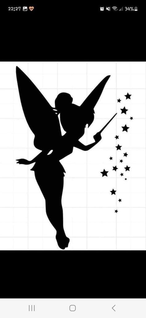 Tinkerbell Stencil, Tinkerbell Outline, Fairy Outline, Neverland Tattoo, Disney Characters Silhouettes, Terrace Decoration, Bolo Rapunzel, Tinkerbell And Friends, Disney Silhouettes