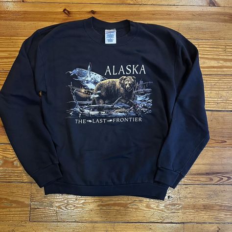 Vintage Alaska sweatshirt Size medium great... - Depop Alaska Sweatshirt, Alaska The Last Frontier, Vintage Alaska, Thrift Finds, Vintage Winter, Shirt Design, Alaska, Shirt Designs, Street Style