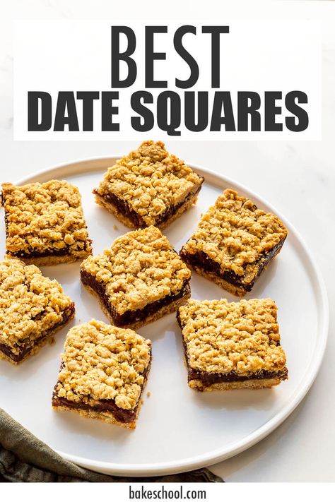 Date Squares Recipe, Oatmeal Shortbread, Date Oatmeal, Date Paste Recipes, Oat Crumble Topping, Date Paste, Oatmeal Squares, Date Cookies, Date Squares