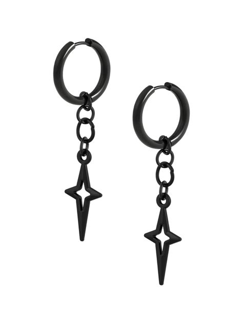 PRICES MAY VARY. GOTHIC PUNK EMO GRUNGE BLACK SPIKE STAR HOOP EARRINGS: These Spike Star earrings are a beautiful and versatile accessory that will add a touch of elegance and sparkle to any occasion. Perfect for those who enjoy goth,punk and grunge styles, these earrings offer a touch of edge to any outfit SIZE & LENGTH: Star Spike Earrings measures 0.59 inches in width,1.97 inches in length MATERIAL: The Spike Earring are made of high quality zinc alloy and titanium steel. They are lightweight Black Earring Stack, Mordecai Costume, Black Prom Jewelry, Scene Earrings, Emo Earrings, Earrings Emo, Earrings Grunge, Ear Stacking, Grunge Earrings