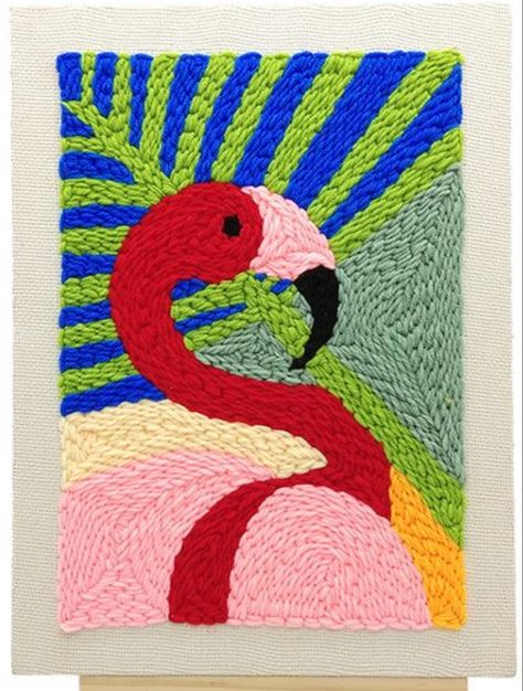 Tissue Art Paintings, Punch Needle On Canvas, Yarn Painting Art Ideas, Tissue Paper Art On Canvas Paintings, Yarn Art On Canvas, Tissue Painting, Yarn Art Diy, Yarn Painting Art, Punch Needle Pattern