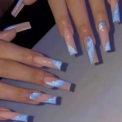 Ballerina Acrylic Nails, Manikur Kuku, Nagel Tips, Manicure Diy, Coffin Press On Nails, Fake Nails With Glue, Ballerina Nails, Girls Nails, Stick On Nails