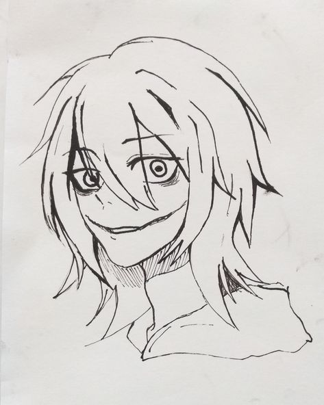 Jeff the Killer #Creepypasta Jeff The Killer Drawing, Jeff The Killer Art, Creepypasta Drawing, Jack The Killer, Creepy Smile, Scary Drawings, Creepypasta Funny, Creepy Drawings, Creepypasta Cute