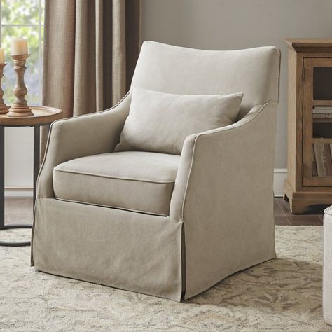 Martha Stewart London Swivel Armchair | Wayfair Interior Minimalista, Swivel Accent Chair, Wayfair Furniture, Velvet Armchair, Swivel Armchair, Farmhouse Living, Neutral Colour Palette, Arm Chair, Swivel Chair