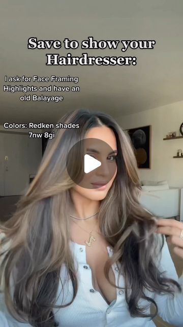 Zahara Khan | Miami Blogger on Instagram: "I’ve been getting my hair colored for many years now and the base of it is an old balayage but to preserve a fresher look I ask for face framing highlights and focus on top of my hair. I try to minimize bleach damage so focus mainly on the top of my hair and in the front. These are the exact colors @julianneparis uses on my hair and I focus on getting consistent glosses!" Highlights Front Face Framing, Balayage Face Frame, Face Framing Balayage, Face Framing Highlights, Framing Highlights, Redken Shades, Balayage Color, Face Framing, I Try