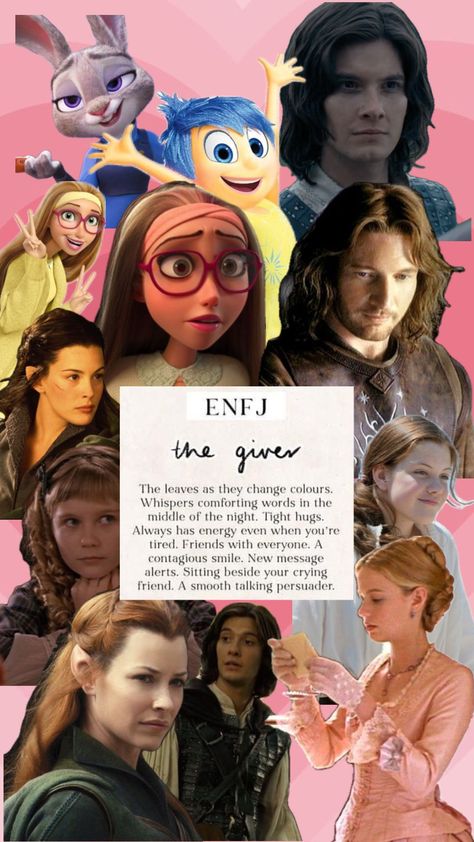 #enfj #characteraesthetic #character #judyhopps #joy #princecaspian #honeylemon #faramir #arwen #lucypevensie #amymarch #tauriel Personality Types Test, Enfj Personality, Enfj T, Enfp Personality, Dream Dates, Enneagram 4, Intj Personality, Tight Hug, Mbti Relationships