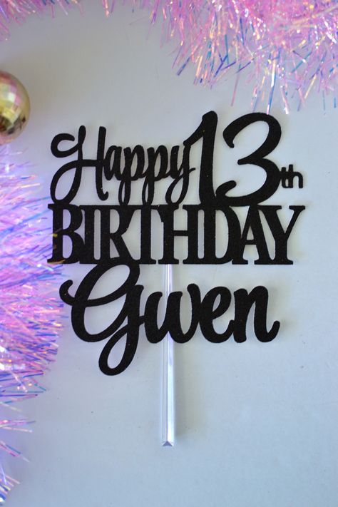 13 Birthday Cake Topper, 13th Birthday Cake, Rock Birthday, Cake Happy Birthday, Thirteenth Birthday, 13 Birthday Cake, Name Cake Topper, Happy 13th Birthday, Name Cake