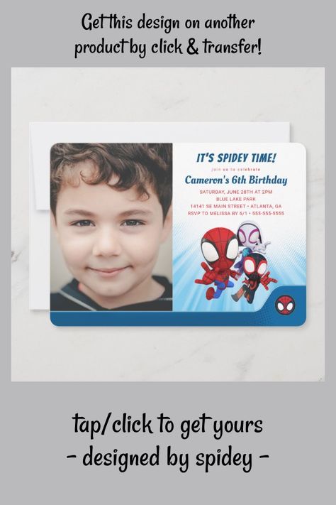 Spidey and His Amazing Friends Birthday - Photo Invitation - tap/click to get yours right now! #Invitation #spidey #and #his #amazing #friends, Superhero Birthday Party Invitations, Chalkboard Birthday, Spidey And His Amazing Friends, Spiderman Birthday Party, Ghost Spider, Spiderman Party, Photo Birthday Invitations, Superhero Birthday Party, Twin Birthday