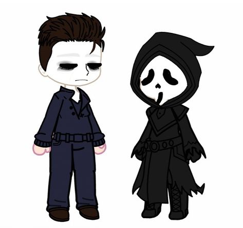 Ghostface Gacha Club, Michael Myers And Ghostface, Gacha Horror, Gacha Club Poses, Slasher Oc, Gacha Stickers, Gacha Design, Ghost Face Mask, Jason Vorhees