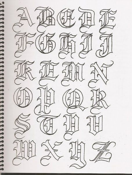 Lettrage Chicano, Alfabet Font, Tattoo Fonts Alphabet, Calligraphy Fonts Alphabet, Lettering Styles Alphabet, Chicano Lettering, Tattoo Lettering Styles, Pola Tato, Lettering Guide