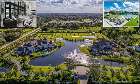 Mansions built for identical twin brothers hit market for $54m #DailyMail Unique Resorts, Florida Mansion, At Home Movie Theater, Lake Pictures, Mega Mansions, Dream Life House, Waterfront Property, Home Movies, Twin Brothers