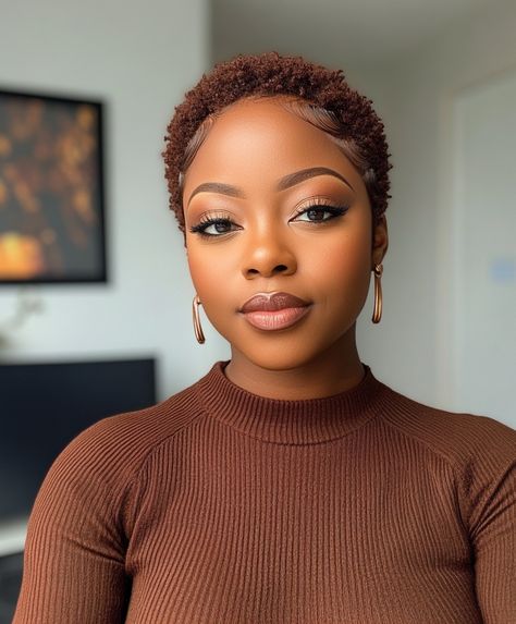 Stunning Short TWA Fall Hair Colors for Black Women Ideas 🌟 Black Womens Haircuts Short Natural, Cut And Dye Black Women, Ash Blonde Twa Natural Hair, Twa Colored Hair, Fall Hair Colors For Black Women Short, 4c Natural Hair Color Ideas, Short Brown Haircuts For Women, Short Haircut On Black Women, The Big Chop For Black Women