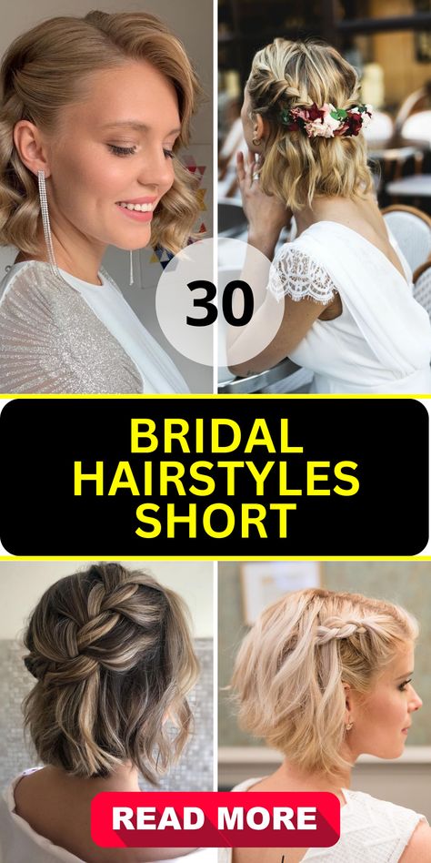 30 Chic Bridal Hairstyles for Short Hair - Inspire Your Dream Look - divagaze.com Veil With Bob Hair, Wedding Hair Styles Medium Hair, Short Hairstyles For Wedding Guest, Wedding Hair Medium Length, Short Hair Formal Styles, Bridal Hairstyles For Short Hair, Bridesmaid Hairstyles Short Hair, Bob Wedding Hairstyles, Formal Hairstyles For Short Hair