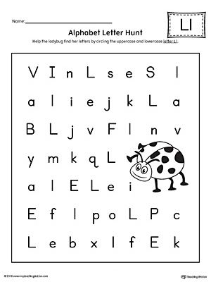 Alphabet Letter Hunt: Letter L Worksheet Worksheet.The Letter L Alphabet Letter Hunt is a fun activity that helps students practice recognizing the uppercase and lowercase letter L. L Worksheets Preschool, Letter L Worksheet, Alpha Phonics, Alphabet Letter Hunt, Letter L Worksheets, Preschool Alphabet Letters, Letter Hunt, Color Worksheet, Letter B Worksheets