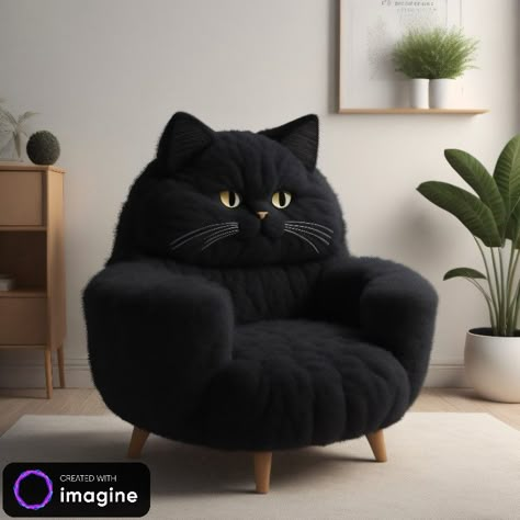 Cat Shaped Furniture, Cat Chair Design, Cat Themed Furniture, Cat Chair, Animal Furniture, Funny Furniture, Animal Chair, Fantasy Furniture, A Black Cat