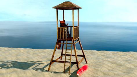 Life Guard Tower, Guard Tower, Tower Models, Life Guard, Lifeguard Tower, Beach Scenes, Design Model, Beach House, Tower