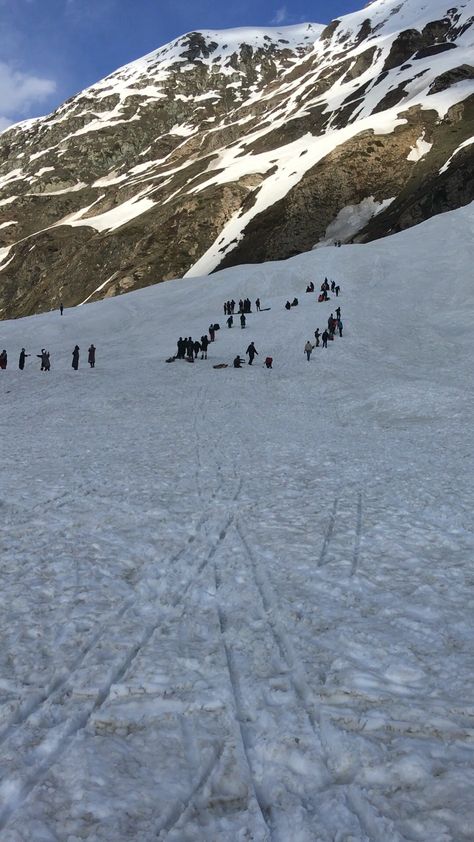 Sleigh and Ski tracks mark the snowy white landscape at Zero Point, Sonmarg, Kashmir, India Kashmir Snap, Sonmarg Kashmir, Bts V Girlfriend, Manali Trip, Kashmir Trip, Kashmir India, Scenic Travel, Views Video, White Landscape