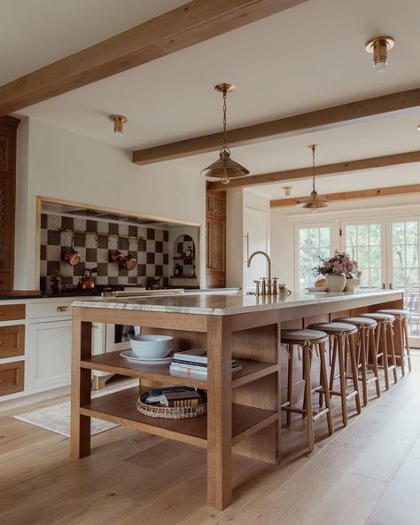 Nestled in the picturesque town of Excelsior, Minnesota, this charming home underwent a comprehensive main level renovation. We went heavy on the details mixing handmade tiles, wood + painted cabinetry, marble + quartzite countertops, and contrasted with earthy hues of green + the warmth of natural wood. Not only was the transformation truly captivating, but it exceeded the homeowners expectations who have a true love for cooking + entertaining. As we reminisce on this darling project, we wan... Excelsior Minnesota, Driftwood Kitchen, Waterfall Island Kitchen, French Country Kitchen Designs, Armac Martin, Laundry Room Pictures, Brass Cabinet Hardware, Earthy Hues, French Country Dining