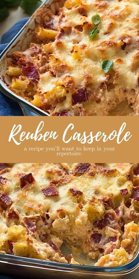 This Reuben Casserole is a delightful twist on the classic sandwich, bringing all the beloved flavors of corned beef, sauerkraut, and Swiss cheese into a comforting, oven-baked dish! 🧀🥩 If you’re a fan of Reuben sandwiches, this baked version will become a new favorite in your recipe collection. 📌 Pin this recipe to enjoy the comforting flavors of a Reuben casserole for your next meal! #ReubenCasserole #ComfortFood #OvenBakedRecipes #FamilyDinners #CornedBeefLovers #EasyMeals Healthy Reuben Sandwich, Rueben Casserole Keto, Baked Rueben Casserole, Baked Reuben Casserole, Best Reuben Sandwich Recipe, Deli Corned Beef Recipes, Canned Corned Beef Recipes Dinners, Ruban Casserole, Ruben Bake Reuben Casserole