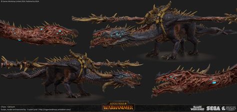 ArtStation - Total War : Warhammer - Galrauch (Chaos Dragon), Crystel Land Hammer Fantasy, Total Warhammer, Chaos Dragon, Warhammer Chaos, Chaos 40k, Warhammer Aos, Creatures Art, Warhammer Art, Nice Art