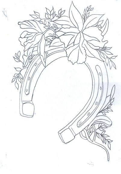 Horse Shoe Sketch, Horseshoe Drawings, Horse Shoe Tattoo With Flower, Horse Shoe Painting, Horseshoe Tattoo With Flowers, Horse Shoe Drawing, Manufacturing Ideas, Equine Tattoo, Burned Hats