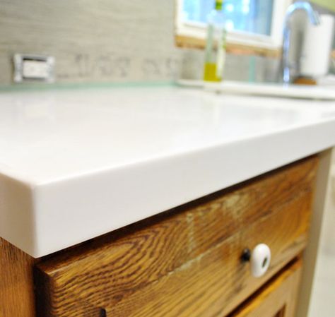 Our White Corian Counters Are In - And We Love Them! | Young House Love White Corian Countertops, Kitchen Countertop Decor Ideas, Corian Bathroom, Corian Kitchen Countertops, Countertop Decor Ideas, White Kitchen Countertops, Best Kitchen Countertops, Kitchen Countertop Decor, Corian Countertops