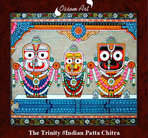 The traditional art form of odisha is known as patachitra. This is the painting style which is made on the cloth with natural color.  This ancient art of painting widely used as in the court of king’s in puri. The lord Jagannath with his brother and sister is a popular painting.  God Jagannath is the lord of Baisnab dharma. Puri was the heart of odisha many years back, so the painter paints this type of painting on the demand of devotees. Lord Jagannath, Popular Paintings, Indian Painting, Madhubani Art, Indian Folk Art, Madhubani Painting, Krishna Painting, Indian Paintings, Popular Art