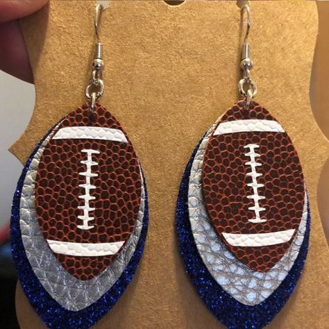 Faux Leather Layered Approximately 3 Inches Long Leather Football Earrings, Sport Jewelry, Diy Leather Earrings, Football Earrings, Mom Accessories, Ankle Jewelry, Hood River, Sports Jewelry, Colin Kaepernick