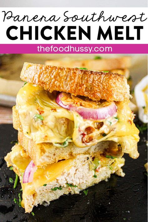 Chicken Sandwich On Sourdough, Chicken Melt Sandwich, Sourdough Sandwich Recipes, Panera Sandwiches, Chicken Melt, Sandwich Melts, Shredded Chicken Sandwiches, Chicken Pickle, Best Roasted Chicken