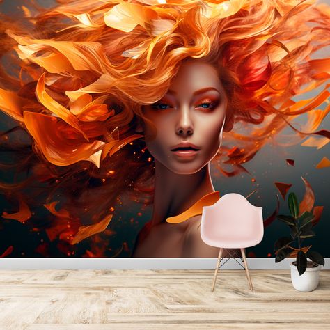 Beautiful Woman 3D Wallpaper Mural, Colorful Leafs for Hair Salon Face Decor and Beauty Wall Art Printables, Beauty Parlour Wallpaper Decals - Etsy Turkey Beauty Parlour Wallpaper, Parlour Wallpaper, Wallpaper Beauty Salon, Mural Colorful, Beauty Wall Art, Face Decor, Wallpaper Decals, 3d Wallpaper Mural, Wall Art Printables