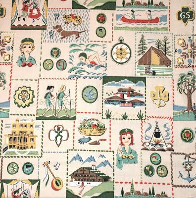 Sentimental Baby: Vintage 1959 Girl Scout Fabric vs. 2010 Robert Kaufman Girl Scout Fabric Girl Scouts History, Composition Inspiration, Girl Scouts Brownies, Camping Family, Scout Uniform, Holiday Graphics, Conversational Prints, Girl Scout Swap, Girl Scout Leader