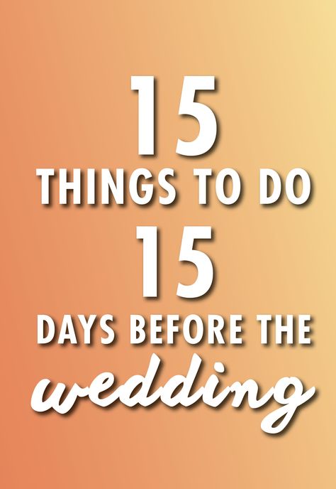 The two weeks before a wedding is crunch time. It may seem as if you have a million things to do and not a lot of time to fit them all in. Deep breath. Use our guide to break everything down to a task a day and you’ll be able to handle it all. Bridal Timeline, Week Before Wedding, Wedding Checklist Template, Wedding Checklist Detailed, Free Wedding Planner Printables, Wedding Tools, Wedding Quote, Wedding Day Tips, Wedding Planner Book